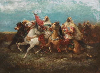 Three Arabs Riding to the Left with Entourage